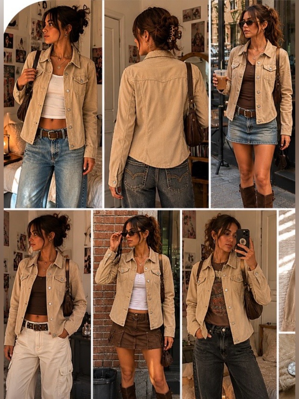 2000s Y2K Periscope Beige Tan Corduroy Cotton Jacket Utility Shirt Shacket Small